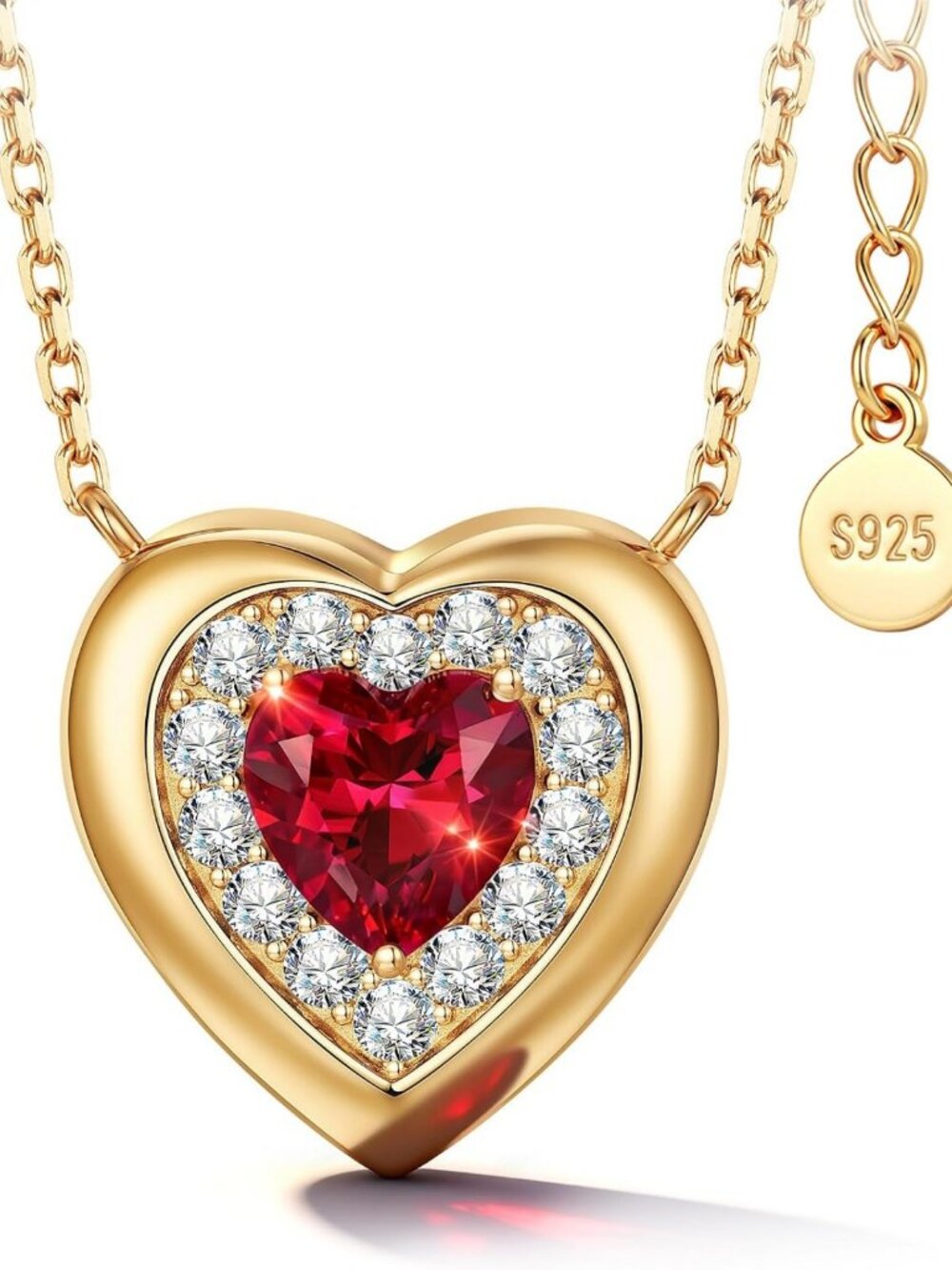 Stunning 2CT Lab Grown Pigeon Blood Ruby Heart Necklace - Elegant Jewelry Gift